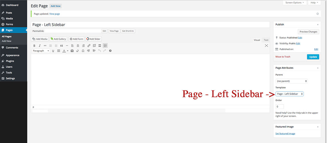 Page Left Sidebar Evo Pro