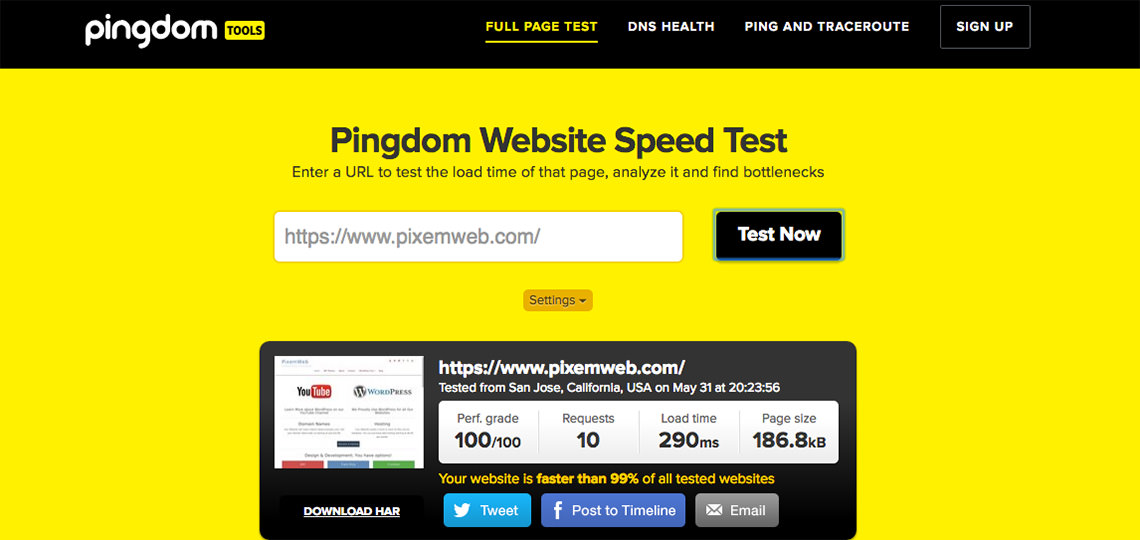 PixemWeb Performance Test